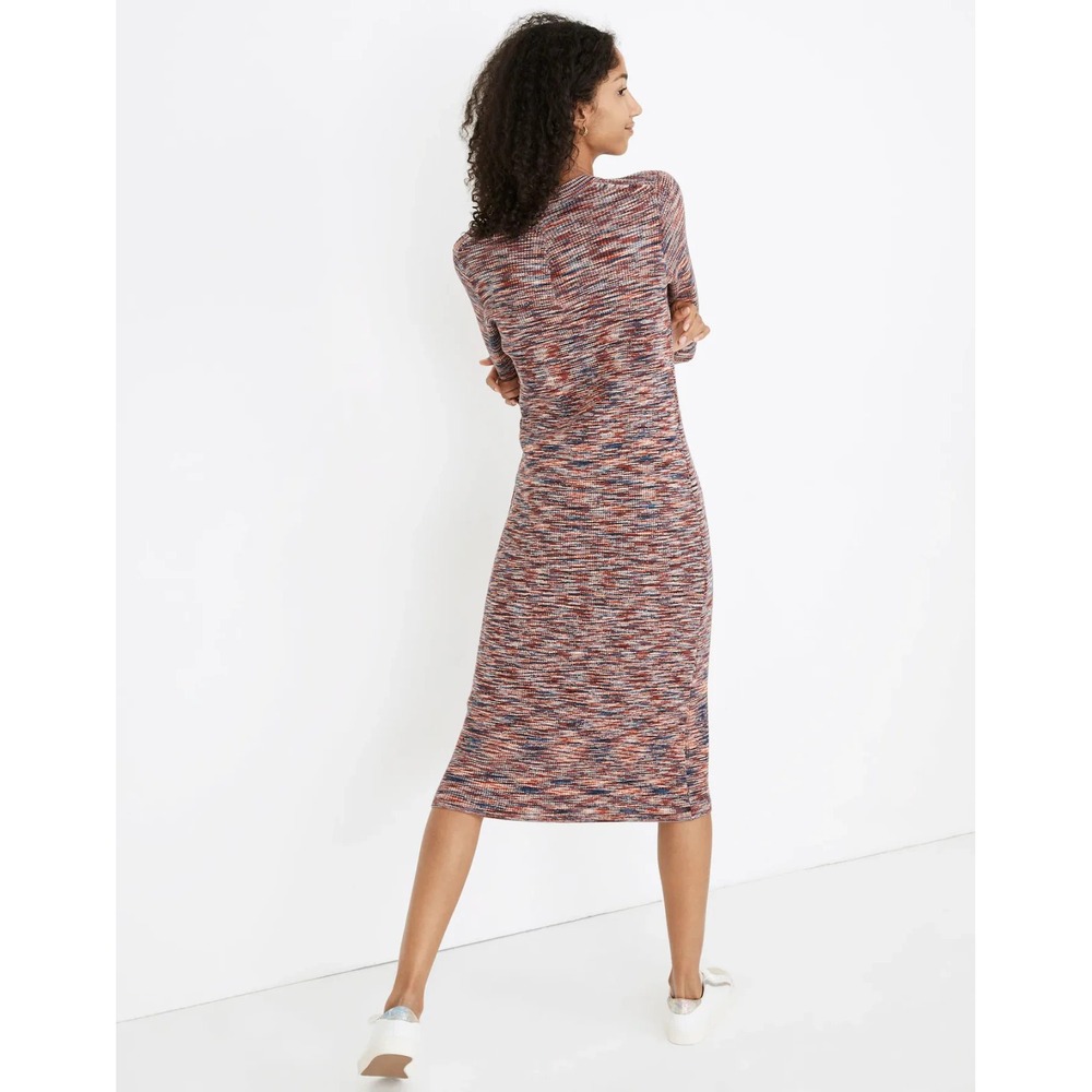 Madewell Space-Dyed Midi Sweater Dress Multi Orange Blue Womens Size S